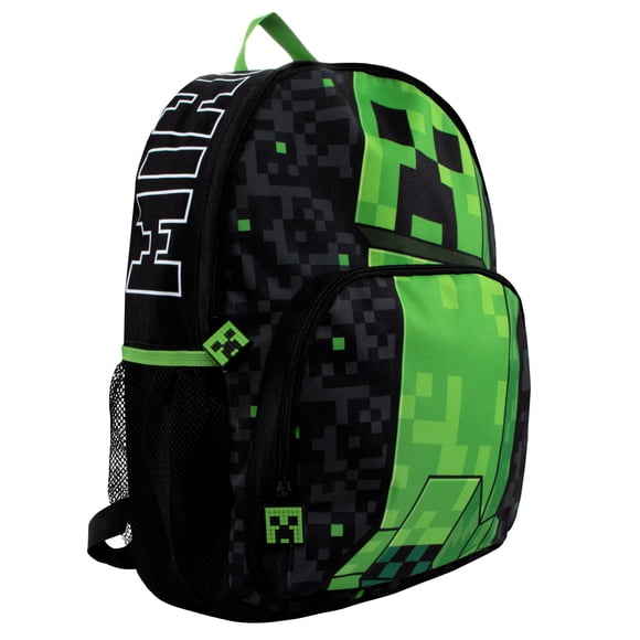 Mochila Escolar Minecraft Creeper para Niños Negra