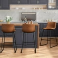 thumbnail image 5 of GIKPAL Bar Stools 26" Faux Leather Counter Height Barstools with Back Set of 2, Modern Counter Stools with Metal Legs and Footrest, Armless Chairs with Back for Kitchen Living Room Pub, Dark Brown, 5 of 7