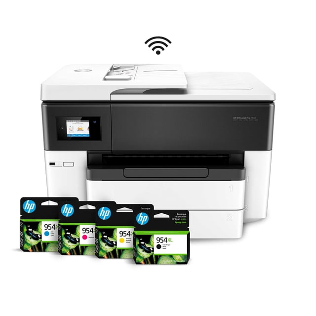Paquete Con Multifuncional HP OfficeJet Pro 7740 + Kit Extra de 4 Tintas Originales HP Alta Capacidad (XL)