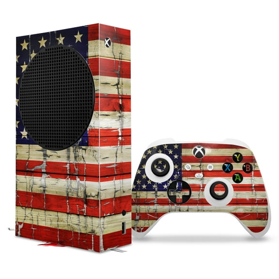 WraptorSkinz Skin Wrap compatible with the 2020 XBOX Series S Console and Controller Painted Faded and Cracked USA American Flag (XBOX NOT INCLUDED)