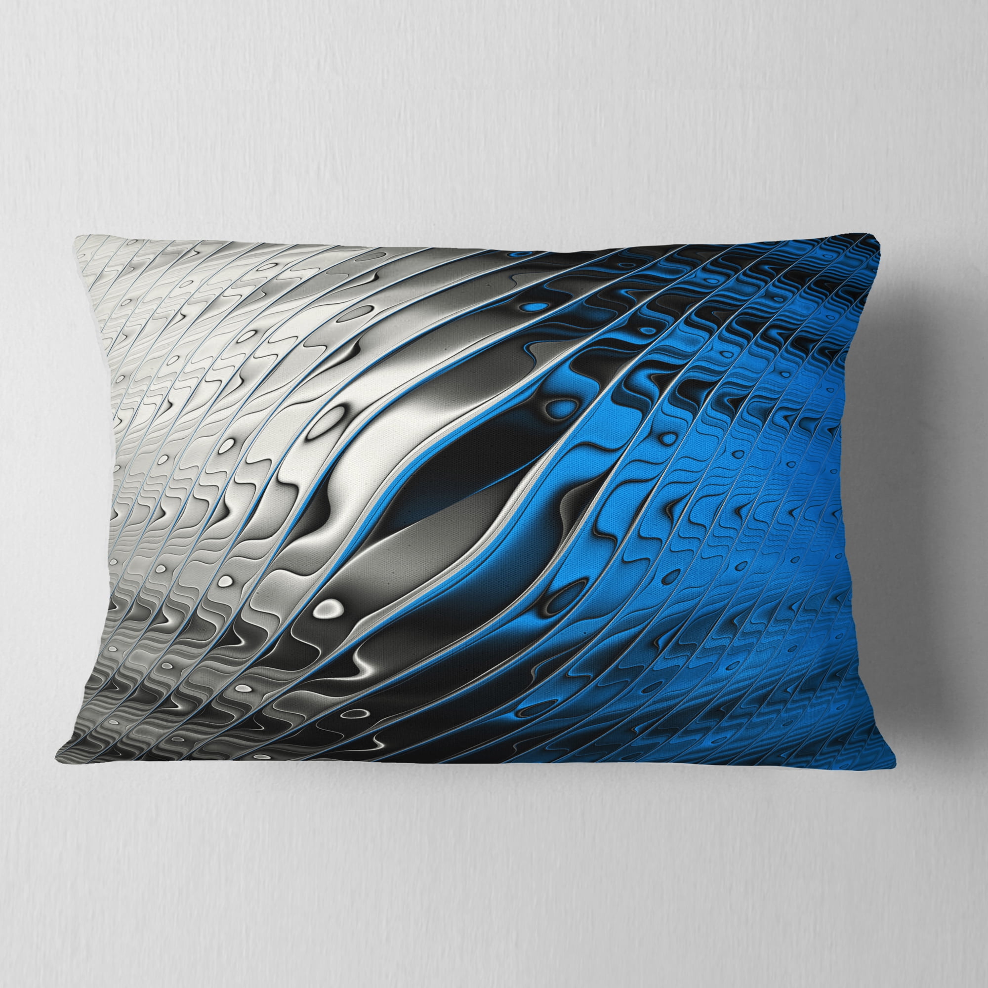 Designart Yellow Fractal Art Wave Design - Abstract Throw Pillow - 12x20
