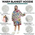 thumbnail image 5 of Wearable Oversized Blanket,Pioneer Flower Floral Print Pattern Wearable Blanket Hoodie for Adults,Cozy Hooded Blankets with Super Pockets,Super Warm Fuzzy Pullover for Women & Men, 5 of 6