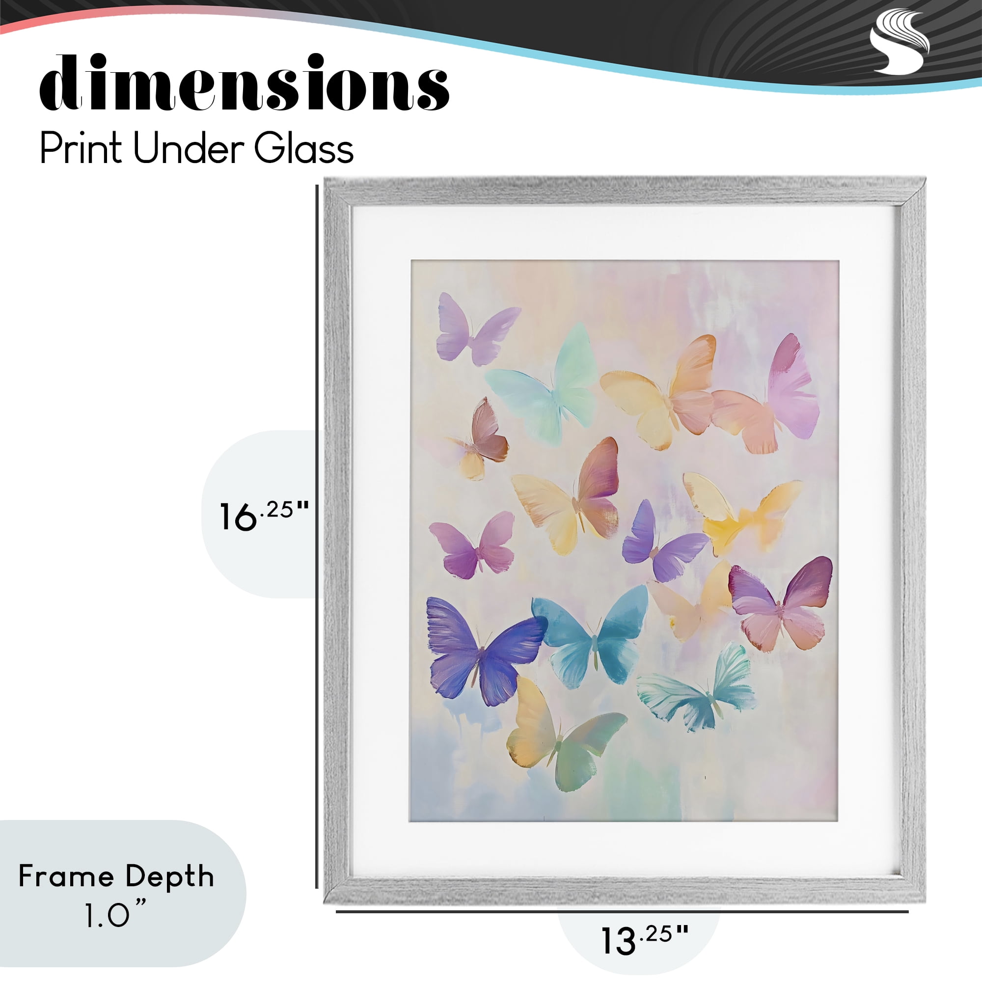 Stupell Industries Pastel Butterfly Dreams Gray Framed Print Under Glass, design by The Prints Vibe