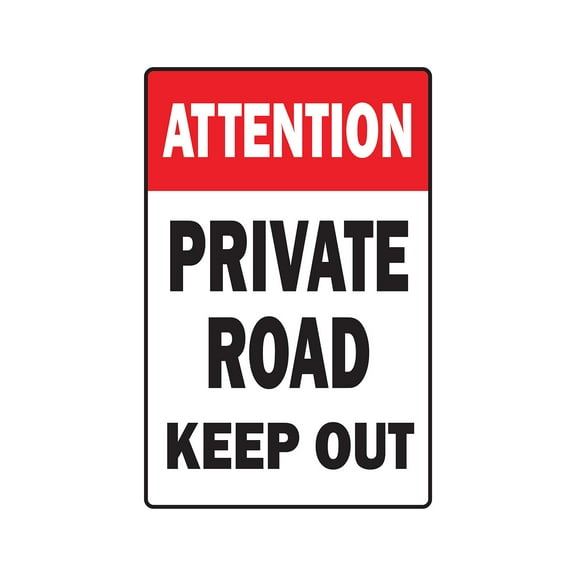 ATTENTION PRIVATE ROAD KEEP OUT Aluminum Sign no trespassing warning do not enter | Indoor/Outdoor | 10" Tall