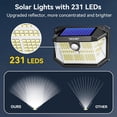 thumbnail image 6 of TECKNET 231 LED Solar Motion Lights Outdoor, 300° Angle & 3 Lighting Modes, PIR Motion Sensor & IP65 Security Solar Wall Lights for Fence Front Door Yard Deck Garden Garage(4 Pack), 6 of 8