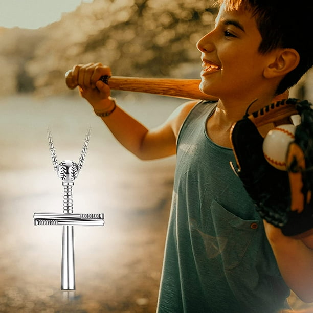 Cross Necklace for Men Stainless Steel Cross Necklace Baseball