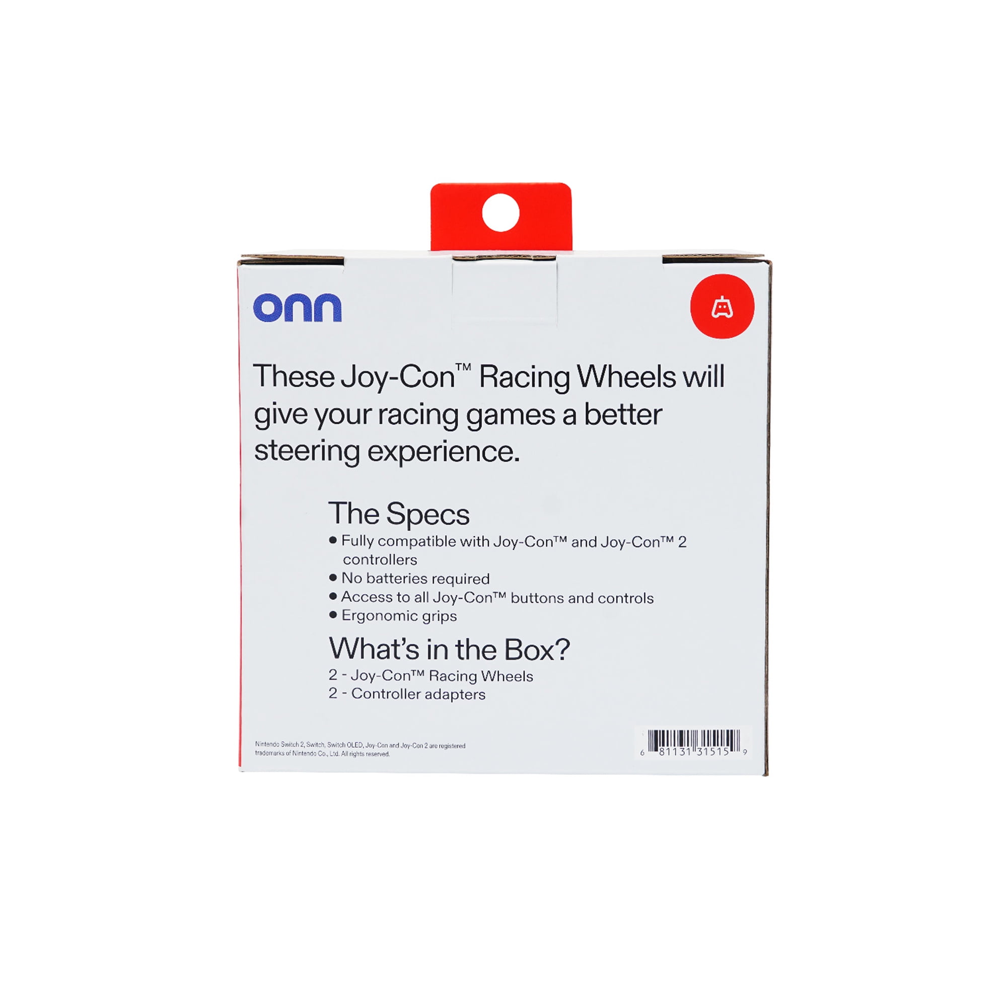 onn Joy-Con Racing Wheels Compatible with Nintendo Switch 2 and Nintendo Switch 2 Pack