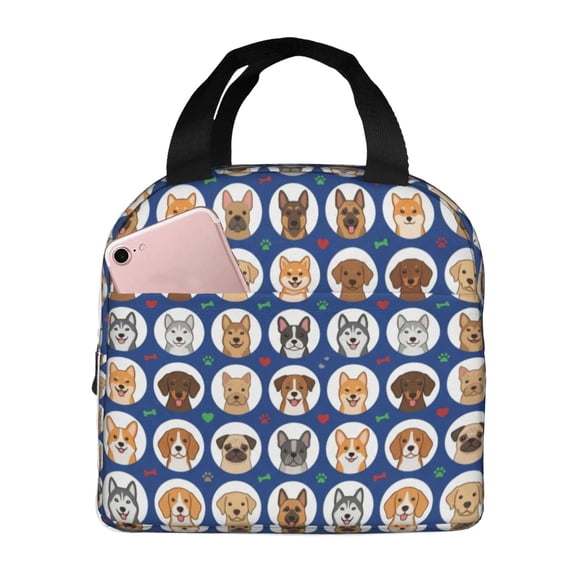 Cute Dog Lunch Bag For Women Men, Insulated Reusable Lunch Tote Bag, Large Capacity Lunch Box For Work, Leakproof Cooler Lunch Bag For Office Picnic Travel