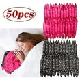 thumbnail image 1 of Dicasser Soft Overnight Hair Rollers Heatless Sleep In Hair Curlers For Thick Hair Large Cloth Pillow Hair Roller For Long Hair Curlers Sponge Foam DIY Hair Rollers Gift Product (50 pcs pink Black), 1 of 5