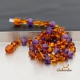 thumbnail image 2 of Amberalia knotted Baltic Amber Necklace with Amethyst, GIA Certificated - for natural remedies - Boost immune System - Cognac-Amethyst 12.5", 2 of 4