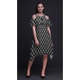thumbnail image 4 of Bimba Block Print Cold Shoulder Women Swing Tunic Flutter Sleeve Midi Dress-Large, 4 of 6