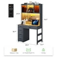 thumbnail image 3 of Gurexl LED Desk with Outlet Charging Station, Home Office Desk with LED Auto Lights, Computer Desk with Hutch and Drawer for Small Space, Workstation Writing Desk for Bedroom,Adjustable (Grey), 3 of 8