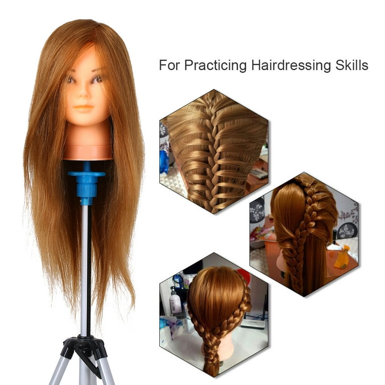 Blonde Mannequin Head Human Hair with Stand, Hairdressers Practice Training  Head and Cosmotology Doll Head Human Hair Mannequin Head for Hairstyling