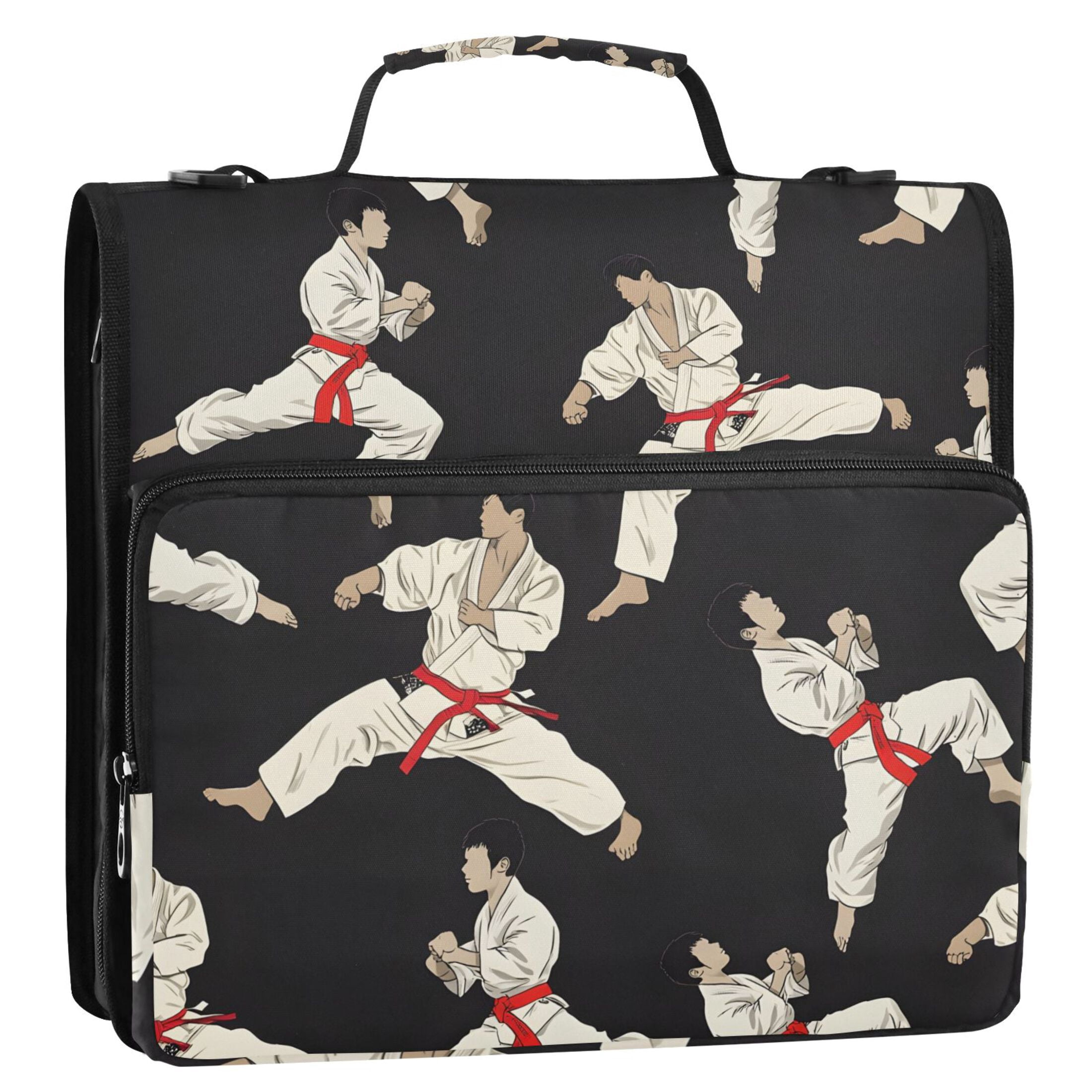 ALAZA Zipper Binder Karate Pattern 3 Ring Trapper Keeper File Folder Organizer Bag