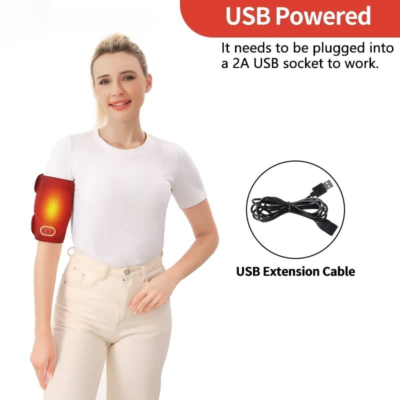 Heating Pad Arm Heated Wrap Brace for Wrist Elbow Arm Knee Ankle Leg 3 Heat Settings Cordless Wireless Timer USB Powered Winter
