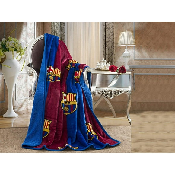 FCBarcelona Couverture Jetée Doublée Sherpa Toucher Soie 50x60