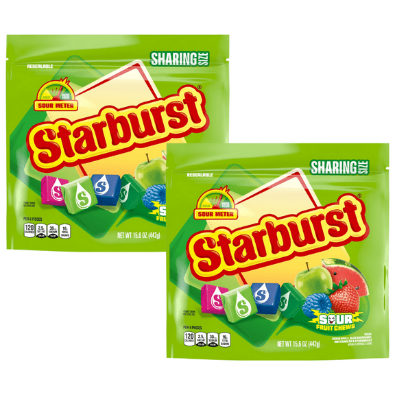 Starburst Sour Chewy Candy, Sharing Size 7.2 oz Bags (2 Pack)