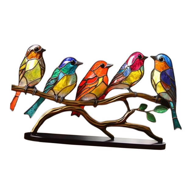 Pájaros de Adorno de Escritorio en Rama, Estatuas de Pájaros, Paneles de Ventana de Ilustraciones, Escultura de Pájaro, Decoración Del Hogar para El H 15cmx28cmx8cm Macarena Estatua de escritorio