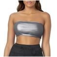 thumbnail image 4 of Tank Tops for Women,Tube Performance Solid Color Bandeau Wrap Chest Nightclub Show Wear,Camisole Tops for Women,Grey,XL, 4 of 4