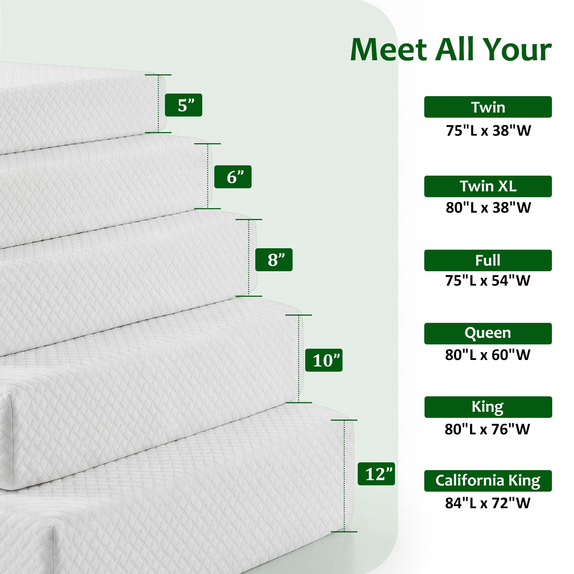 Full Mattress Bed in a Box, Memory Foam Mattress infused with Green Tea and Cooling Gel,8 inches