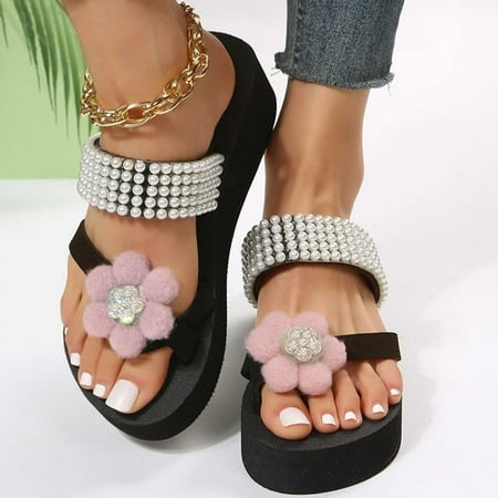 

Miluxas Flip Flops for women Wedge Flip Flops Western Wedge Sandals Bling Flip Flops Beach Sandals Clearance Pink 8.5(41)