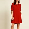 thumbnail image 3 of Gytharion Women's Casual Dresses Solid Color Lapel Buttoned A-Line Shirt Dresses Long Sleeve Loose Dresses with Pockets, 3 of 4