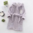 thumbnail image 2 of Boys Girls Kids Robe Hooded Bathrobe Boys Girls Soft Plush Flannel Pajamas with Belt Unisex Solid Color 2T 3T 4T 5T 6T 7T Toddler Winter Clothes for Kids,Grey,Size 6-7T, 2 of 7
