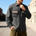 thumbnail image 2 of Lovzfmll Men's Workwear Jacket Color Block Pockets Notched Lapel Button Up Fleece Lined Dark Gray, 2XL, 2 of 9
