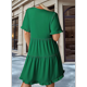 thumbnail image 4 of Vestido Informal de Mujer con Escote en V, Corta, Corte A y Volantes, Verde, Talla XXL, 4 of 5