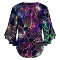thumbnail image 6 of Bohemian Psychedelic Peacock Mandala Women's V-Neck Blouse With 3/4 Ruffled Bell Sleeves Casual Top Ladies Blouses, 6 of 7