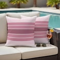 thumbnail image 4 of Pink Ombre Stripe Outdoor Waterproof Pillow Covers, Farmhouse Striped Gradient Decorative Square Throw Pillowcase Sofa Cushion Sham for Patio/Couch/Chair, 20"x20" 2 Pack, 4 of 8