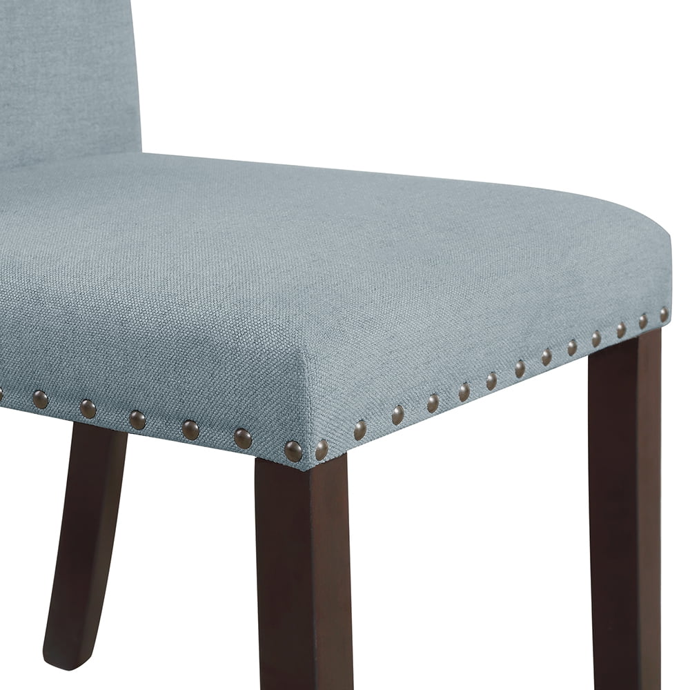 Kepooman Elegant Medieval Upholstered Dining Chairs Set of 2, Fabric High Back Home Chairs with Copper Nails Solid Wood Legs, Side Chairs for Dining Room/Living Room/Kitchen, Light Blue Kepooman Elegant Medieval Upholstered Dining Chairs Set of 2, Fabric High Back Home Chairs with Copper Nails Solid Wood Legs, Side Chairs for Dining Room/Living Room/Kitchen, Light Blue