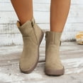 thumbnail image 7 of vokkrv Women's Ankle Boots Low Heel Casual Boot Round Toe Zipper Booties for Women Khaki 7.5, 7 of 7