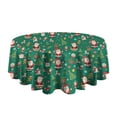 thumbnail image 5 of Green Christmas Santa and Icon Pattern Round Tablecloth 60"x60",Wrinkle Wipeable Table Cloth for Kitchen Dining Room Picnic Patio Party, 5 of 6