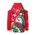 thumbnail image 3 of Women Sexy Halter Neck Long Sleeve Shirt Christmas Snowman Print Off Shoulder Blouse Top Streetwear, 3 of 9