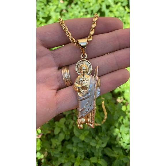 San Judas Necklace 24" Pendant 14K Gold Filled Jewelry for Mens