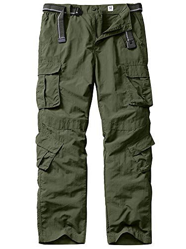 linlon Men's Outdoor Casual Quick Drying Lightweight Hiking Cargo Pants with 8 Pockets 