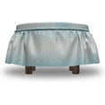 thumbnail image 5 of Abstract Ottoman Cover, Pastel Brick Wall Design, 2 Piece Slipcover Set with Ruffle Skirt for Square Round Cube Footstool Decorative Home Accent, Standard Size, Pale Blue White, by Ambesonne, 5 of 6