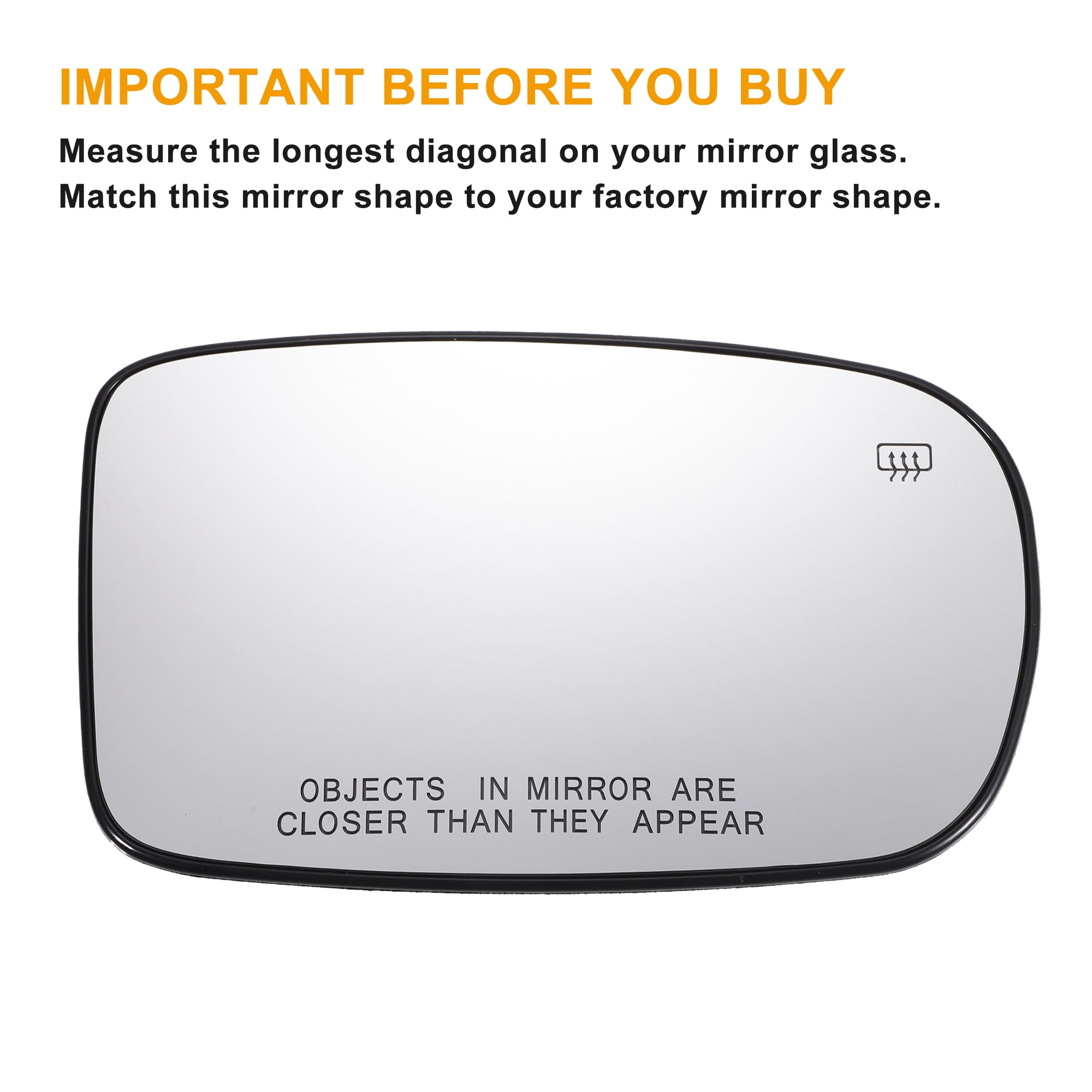 Unique Bargains Right Passenger Side Mirror Glass Heated for Dodge Charger