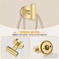 thumbnail image 5 of Brushed Gold Towel Bar Set 10 Pieces Round Bathroom Hardware Set Includes 23.6in Towel Bar Towel Ring Toilet Paper Holder Towel Hooks Stainless Steel Wall-Mounted Bathroom Towel Holder Set, 5 of 14