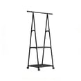 thumbnail image 2 of HioHa Portable Clothes Rack on Wheels with 2-Tier Shelves & Hooks - Stainless Steel Rolling Garment Rack for Clothing, Shoes, Laundry - Home, Office, Dorm Use (Black), 2 of 9