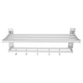 thumbnail image 3 of 40cm Shower Shelf Foldable Aluminum Bathroom Towel Coat Rack with 5 Hooks Silver, 3 of 14
