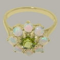 thumbnail image 5 of LBG British Made 14k Yellow Gold Real Genuine Peridot & Opal Womens Statement Ring - 33 size options - Size 5.75, 5 of 6