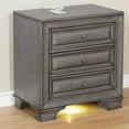 thumbnail image 3 of Transitional 4pc Set Gray Bedroom Furniture Est king Size Bed Dresser Mirror Nightstand Storage Bed Wood Inlay Design Solid wood, 3 of 8