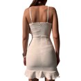 thumbnail image 3 of VISgogo Vestido de tirantes para mujer, tirantes finos, cuello en V, volantes, irregular, ajustado, minivestido de verano para fiesta de club VISgogo  moda, 3 of 5