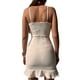 thumbnail image 3 of VISgogo Vestido de tirantes para mujer, tirantes finos, cuello en V, volantes, irregular, ajustado, minivestido de verano para fiesta de club VISgogo  moda, 3 of 5