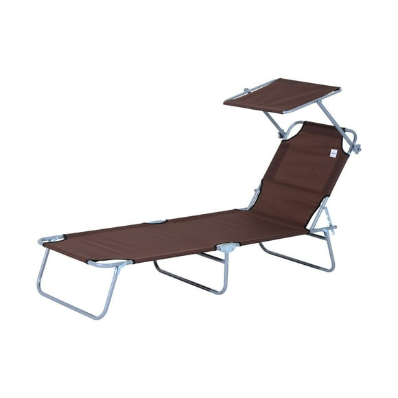 Outsunny Outdoor Reclining Lounger w/ Sun Shade