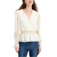 thumbnail image 1 of Self E Womens Lace Trim Peasant Blouse, ivory, Juniors, M, 1 of 1