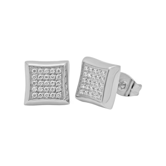 Men's Stainless Steel CZ Stud Earrings - Mens Accessory