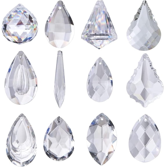 12PCS Crystal Sun Catchers Indoor Window Glass Prism Balls Rainbow Maker Decor